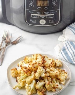 Air fried cauliflower on a plate