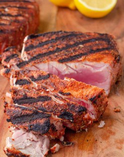 Grilled Blackened Tuna Steaks sliced