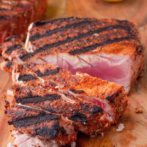 Grilled Blackened Tuna Steaks sliced