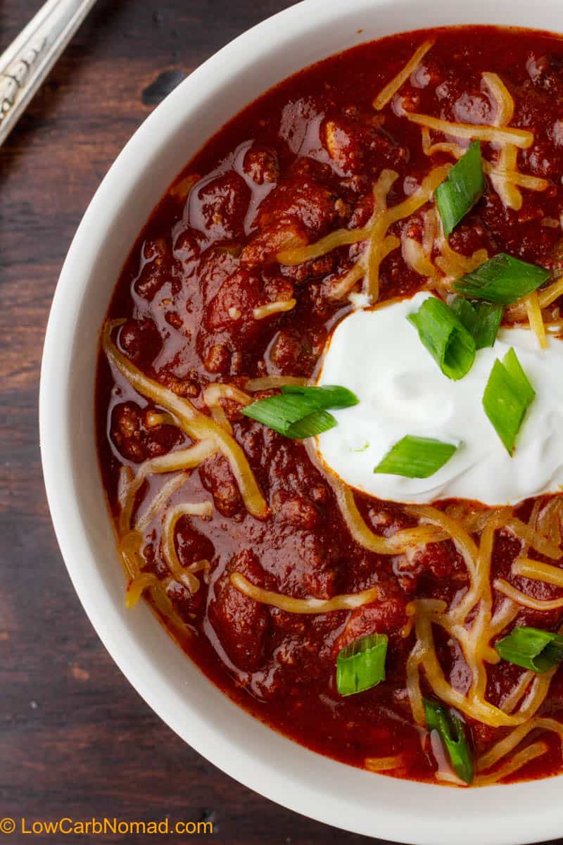 close up photo of no bean low carb chili