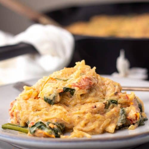 Sun Dried Tomatoes and Spinach Spaghetti Squash