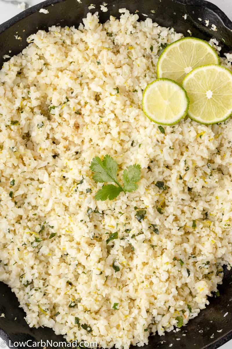 Cilantro Lime Cauliflower Rice in a pan