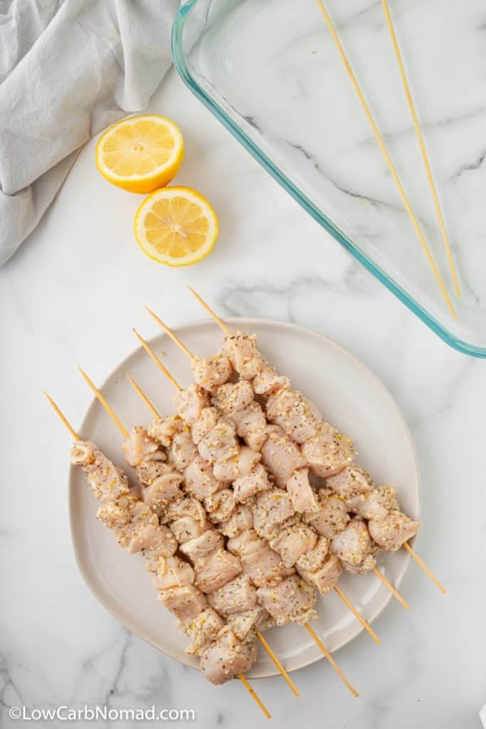 Grilled Lemon Garlic Chicken Kabobs • Low Carb Nomad