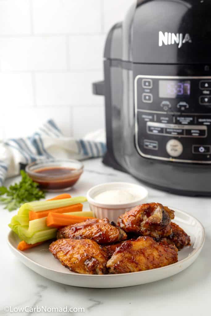 plate with sugar free BBQ Air fried wings