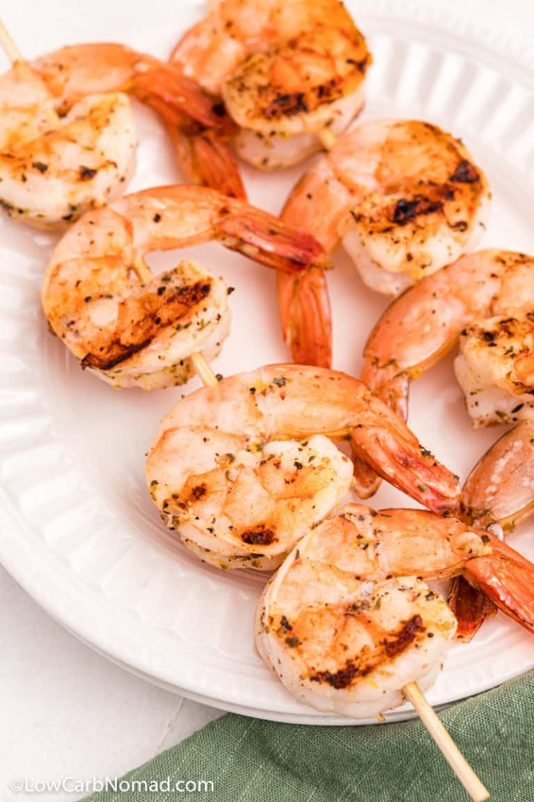 Lemon Garlic Grilled Shrimp Skewers • Low Carb Nomad