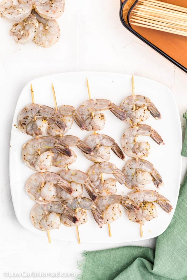 Lemon Garlic Grilled Shrimp Skewers • Low Carb Nomad