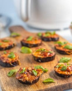 Keto low carb eggplant pizza bites