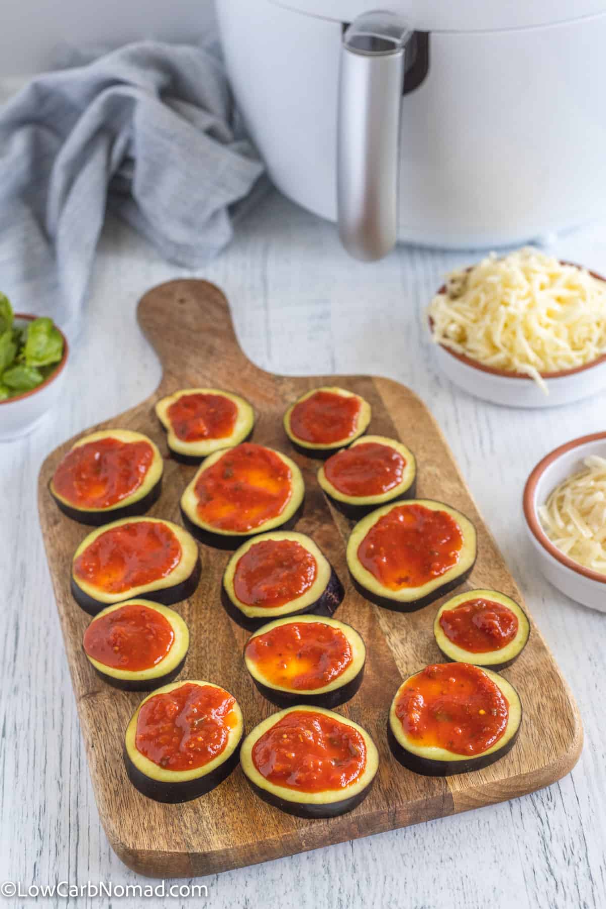 Air Fryer Eggplant Pizza Bites • Low Carb Nomad