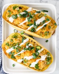 Low Carb Keto Buffalo Chicken Spaghetti Squash