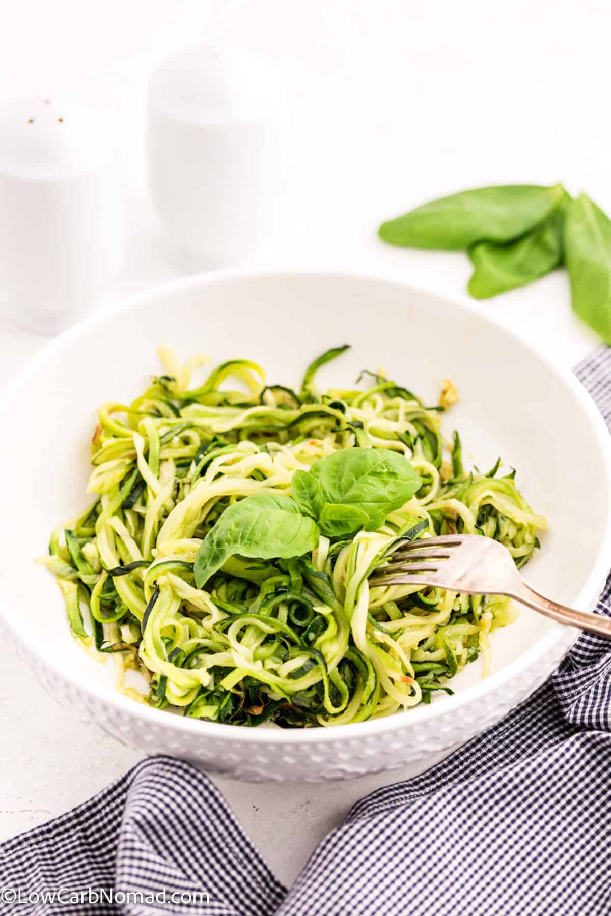 bowl of Low Carb Keto Homemade Zucchini Noodles Recipe