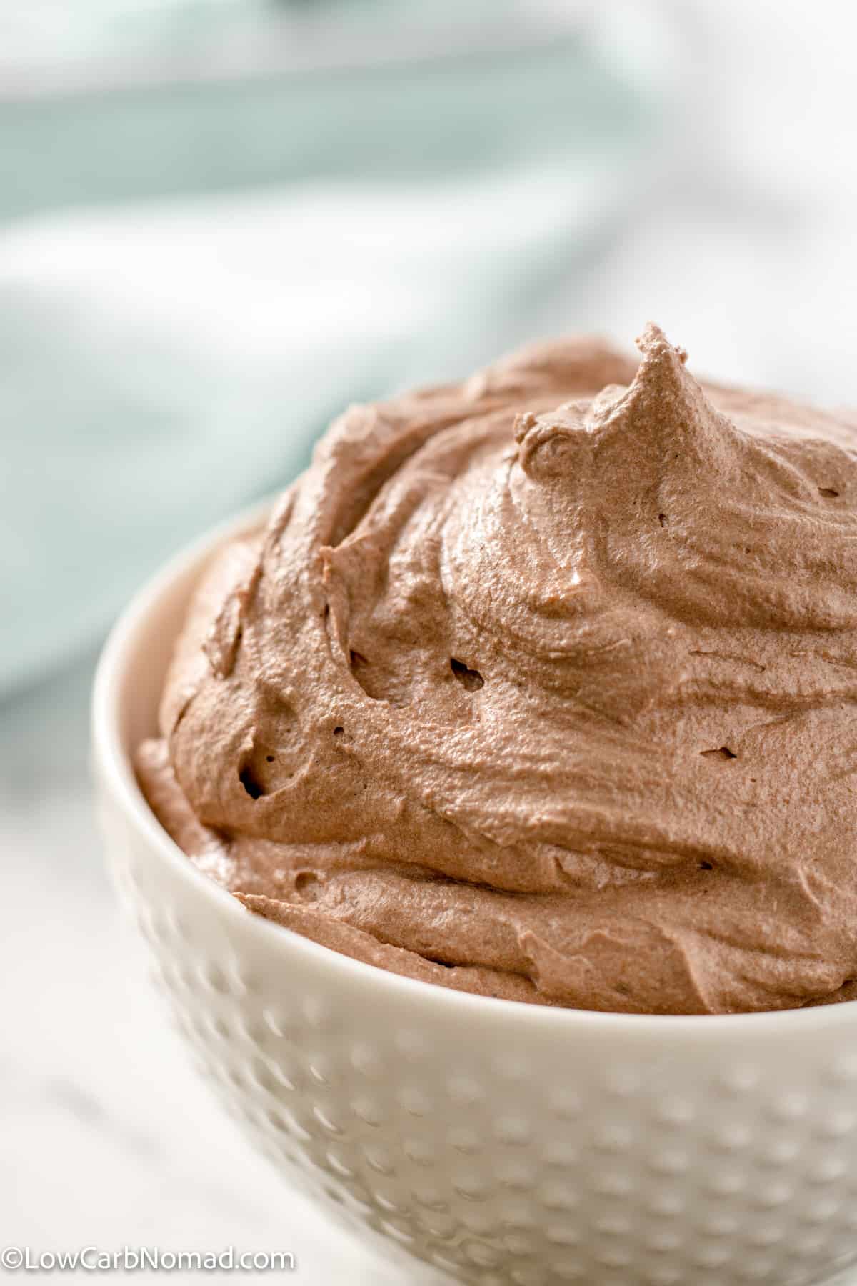 Sugar free chocolate buttercream Frosting in a bowl
