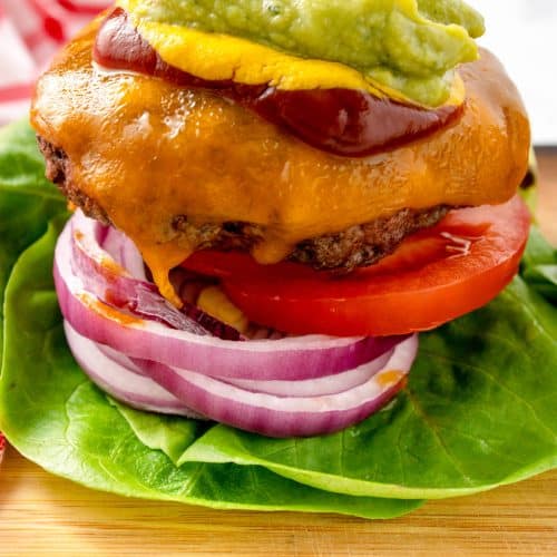 keto hamburger lettuce wrap on a plate