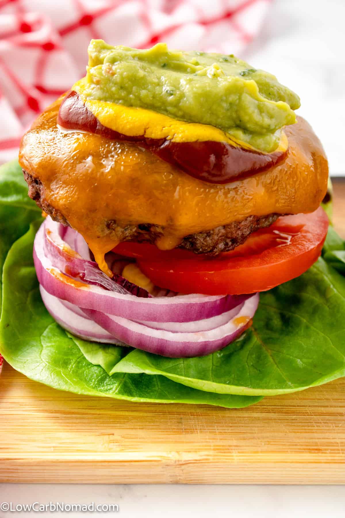 keto hamburger lettuce wrap on a plate