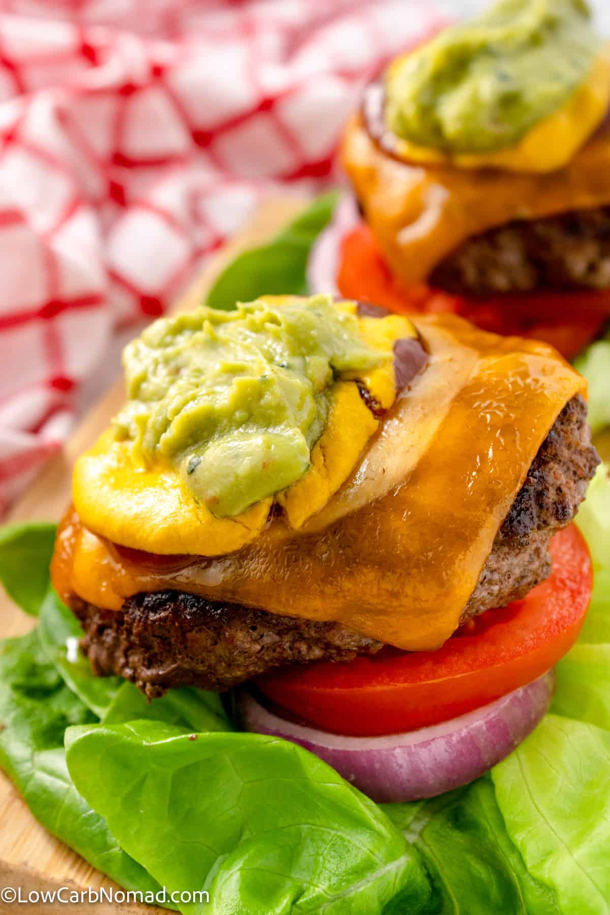 close up photo of keto hamburger lettuce wraps