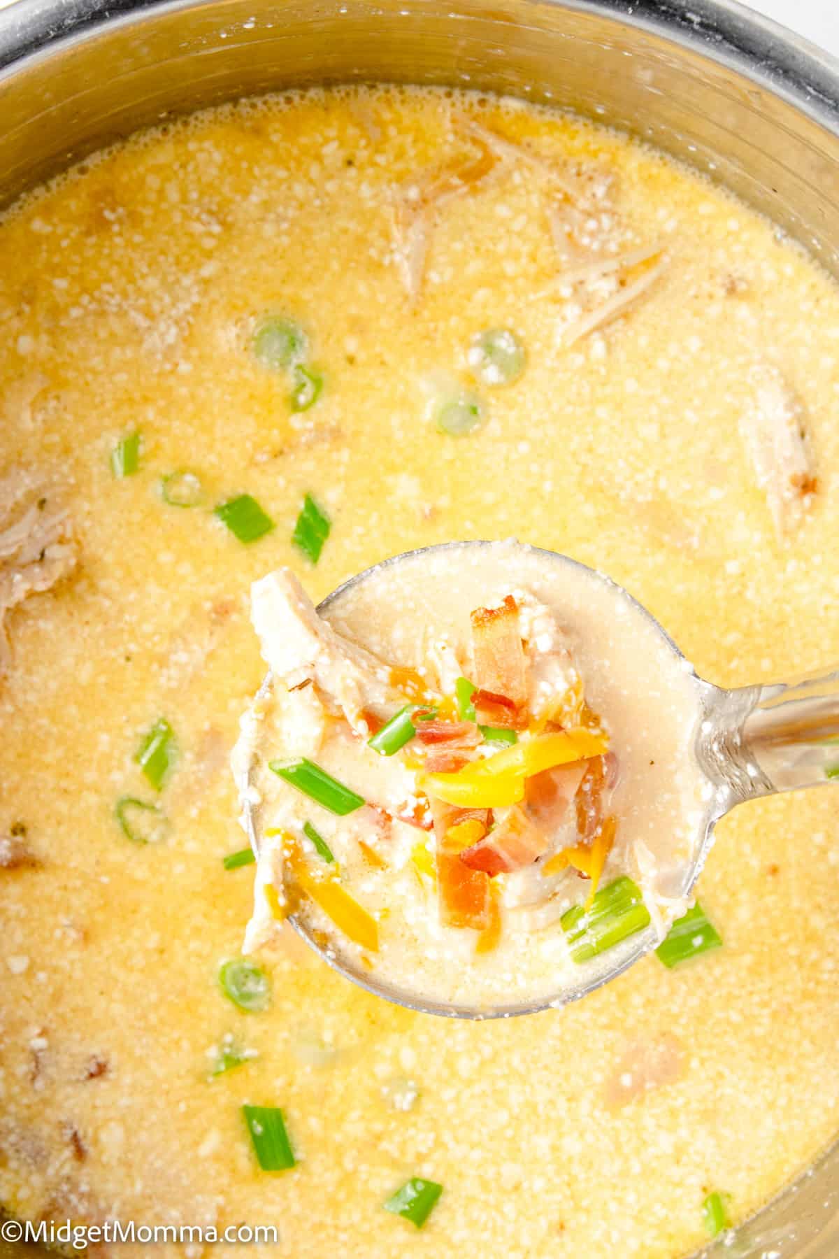 close up spoonful of Chicken Bacon Ranch Soup