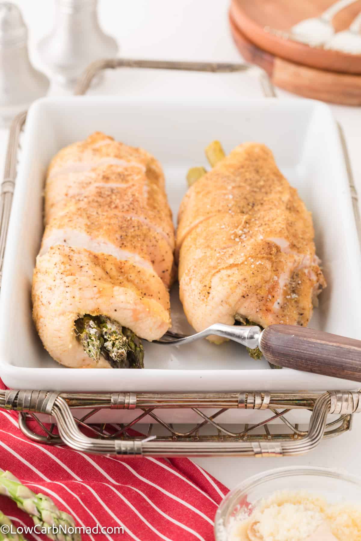 front view of Keto asparagus stuffed chicken