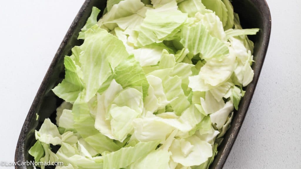 Keto Fettuccine Alfredo with Sausage and Cabbage Noodles