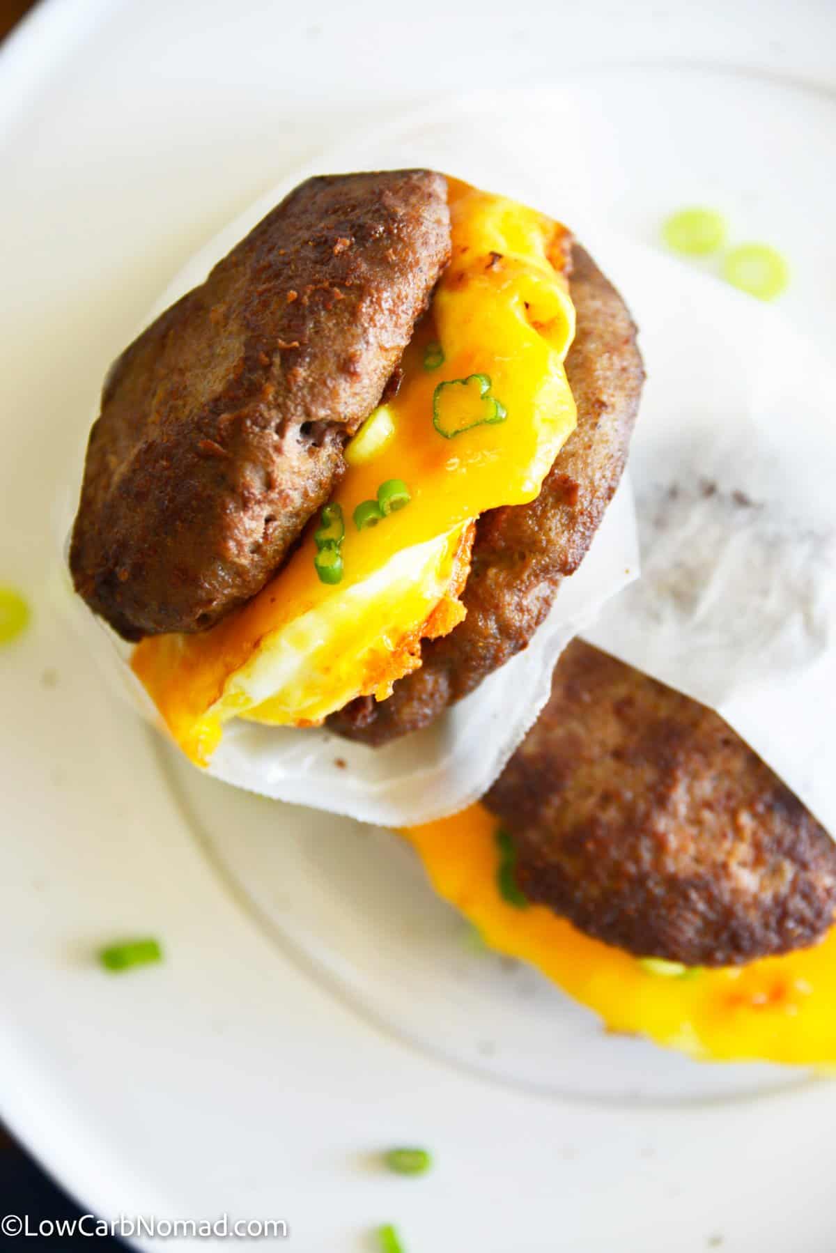 Keto Sausage Egg and Cheese Breakfast Sandwiches • Low Carb Nomad