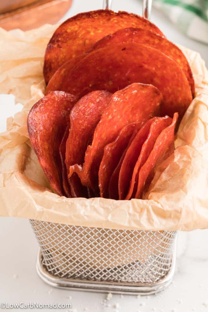 Keto Baked Pepperoni Chips Recipe • Low Carb Nomad