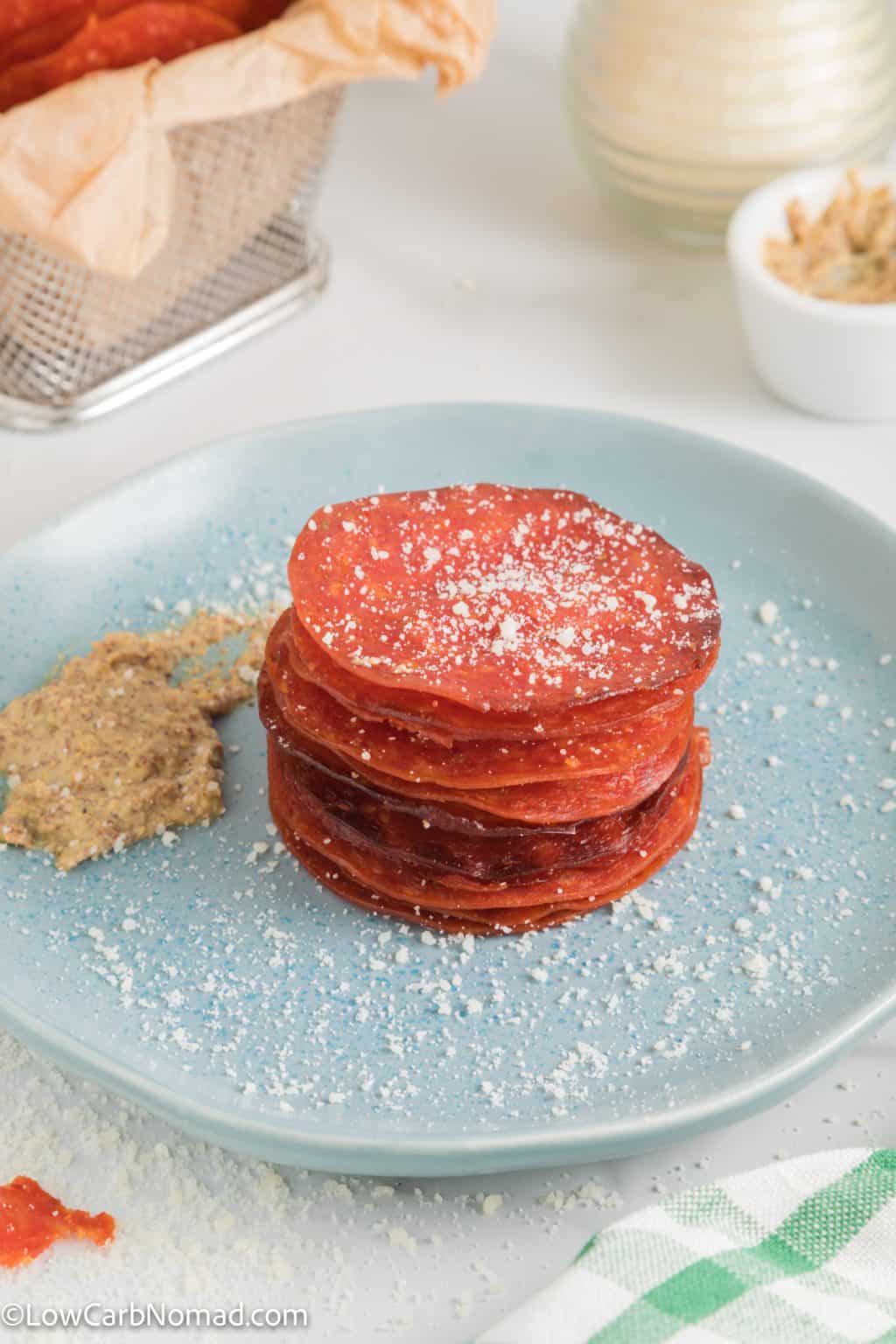 Keto Baked Pepperoni Chips Recipe • Low Carb Nomad