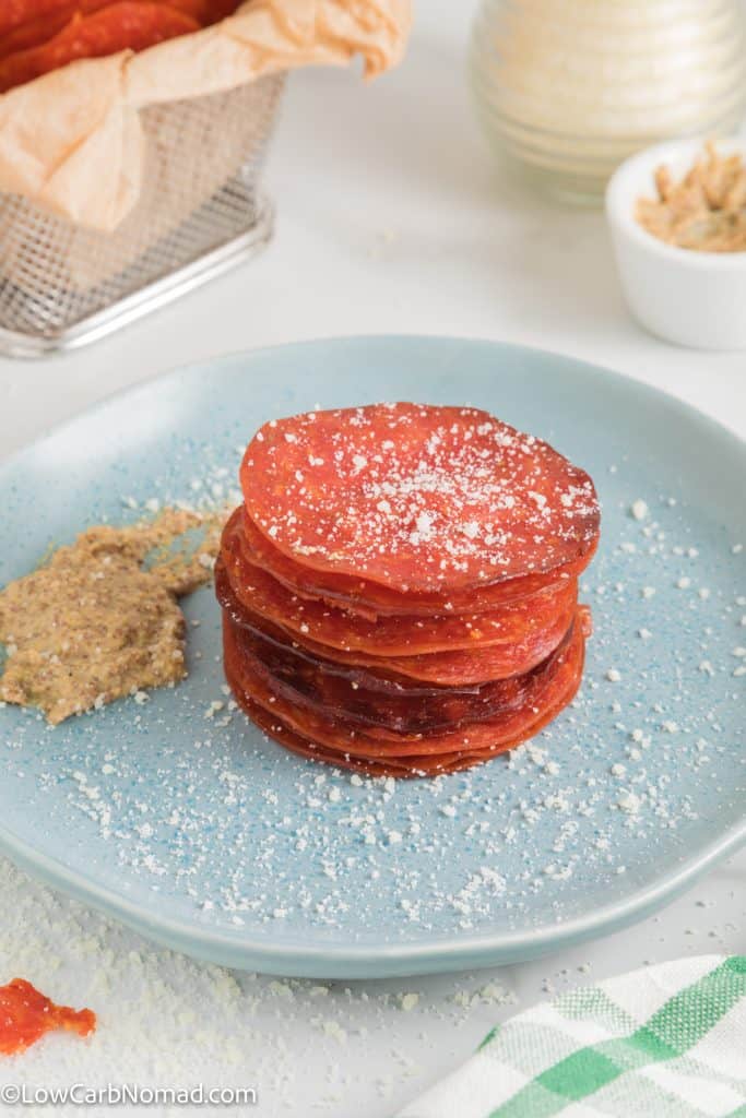 Keto Baked Pepperoni Chips Recipe • Low Carb Nomad