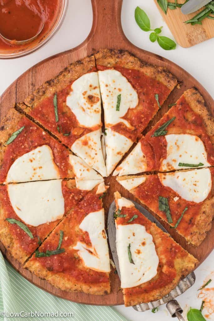 over head photo of Cauliflower Pizza Crust Recipe