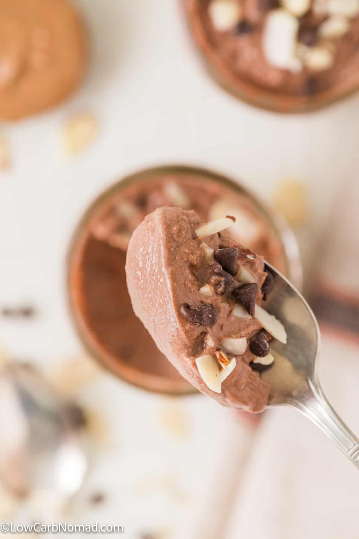 close up photo of a spoonful of Keto Frosty 
