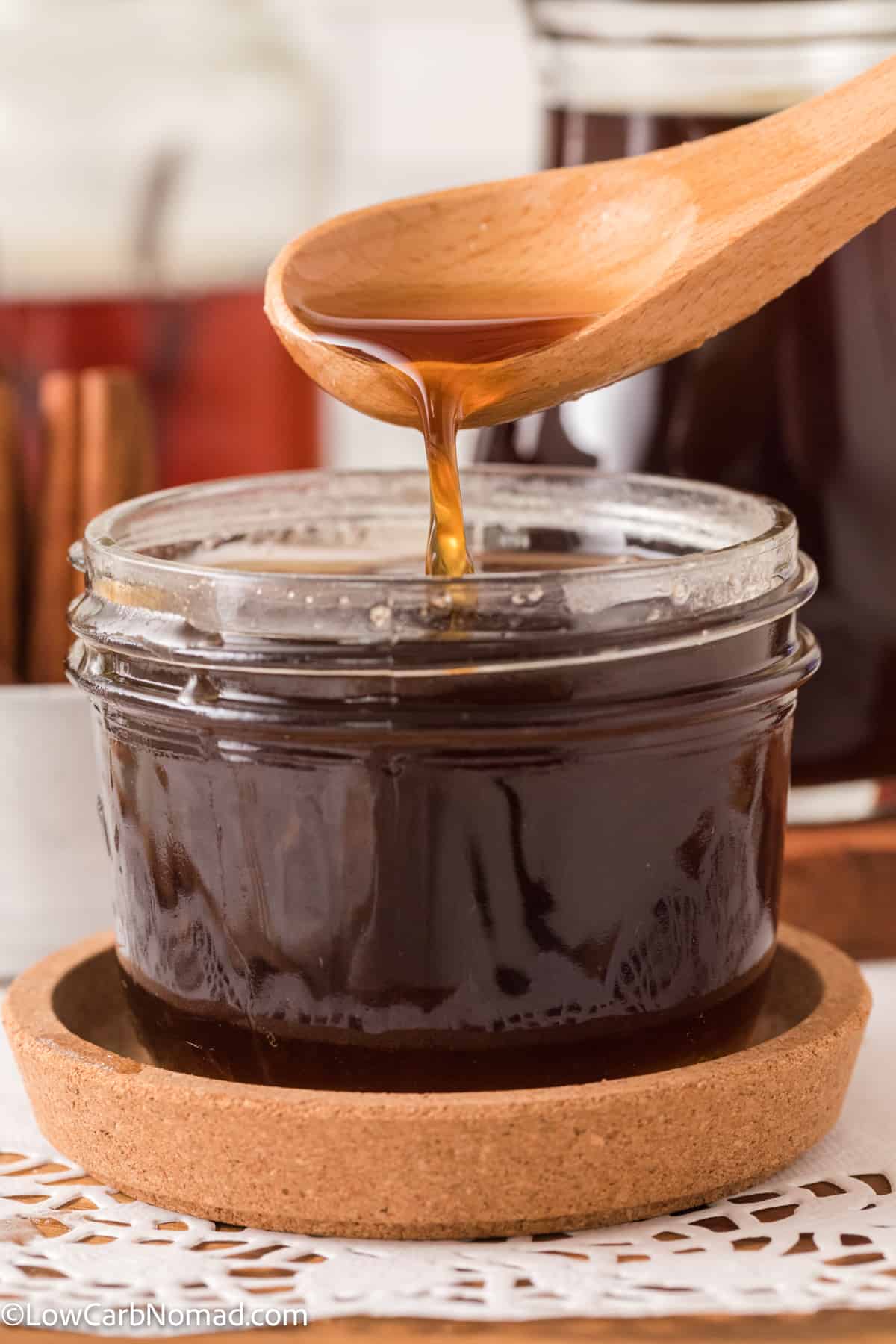 Sugar Free Cinnamon Dolce Syrup Recipe in a mason jar