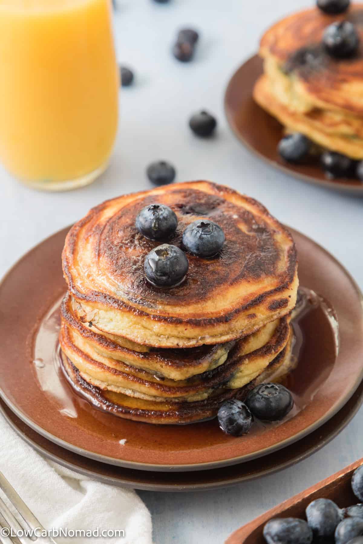 stack of Fluffy Keto Blueberry Pancakes 